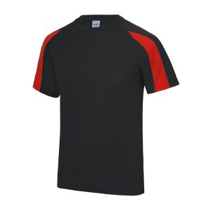 Cool contrast t-shirt kind 7-8 jaar zwart/rood