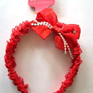 Diadeem rood strikje/parels