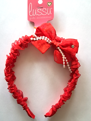 Diadeem rood strikje/parels