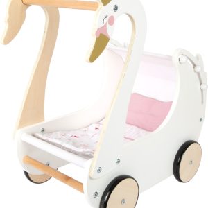 Houten poppenwagen Zwaan